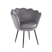 Fotel wypoczynkowy muszla mała velvet szary nogi czarne FR1-ZA